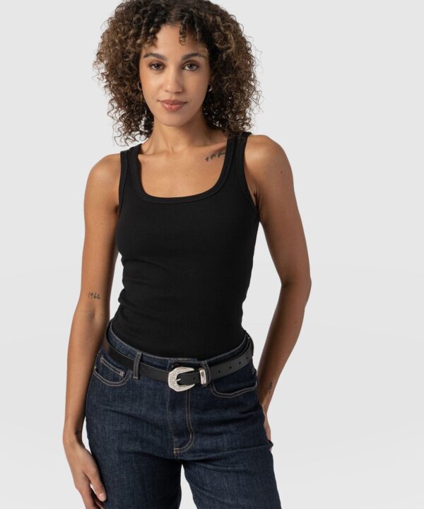 Asher Scoop Neck Vest - Black