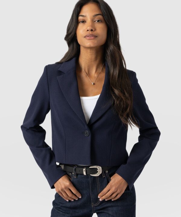 Astrid Cropped Blazer - Navy
