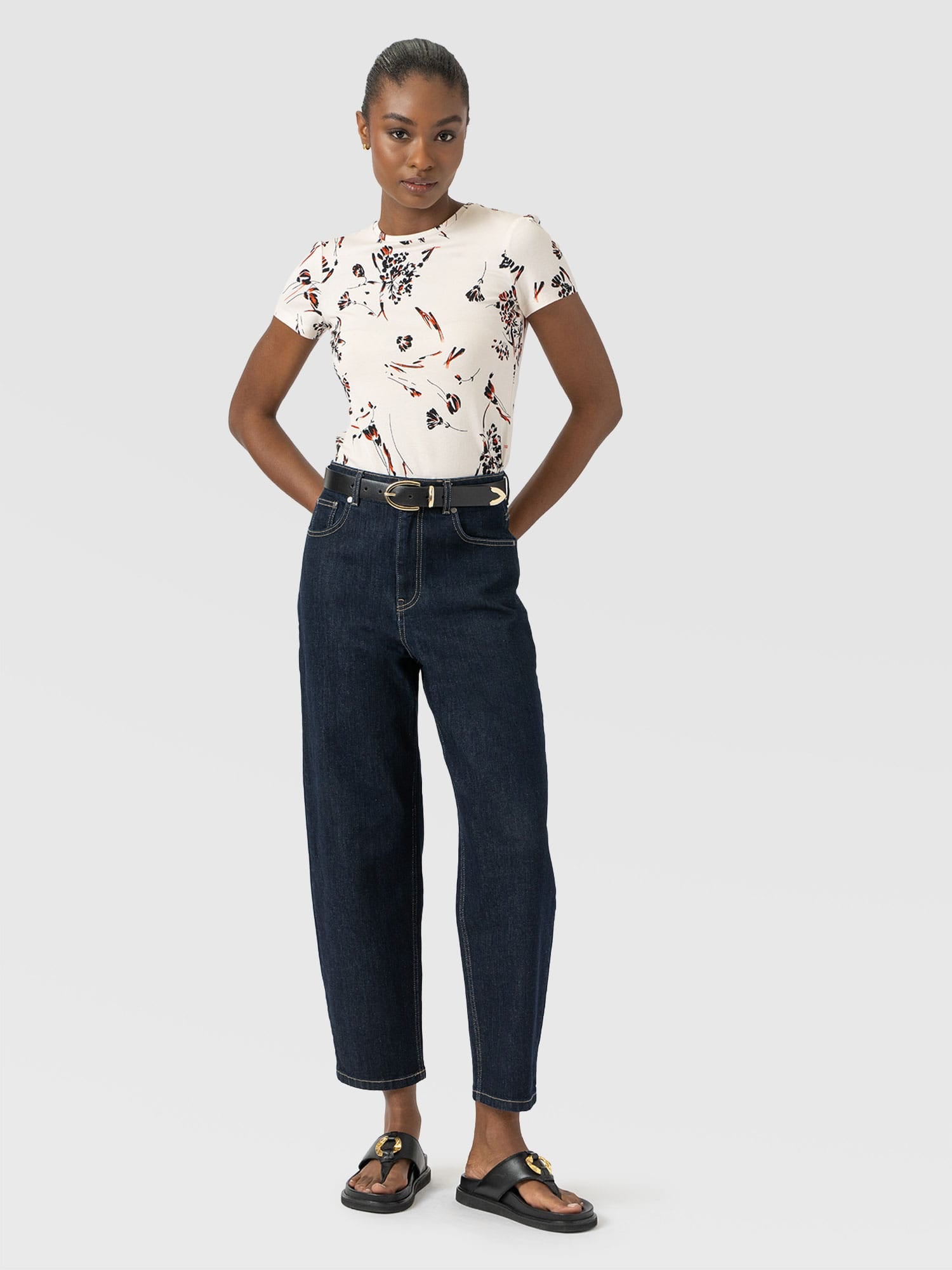 Austen Crew Neck Tee Short Sleeve - White Mist Floral - Image 2