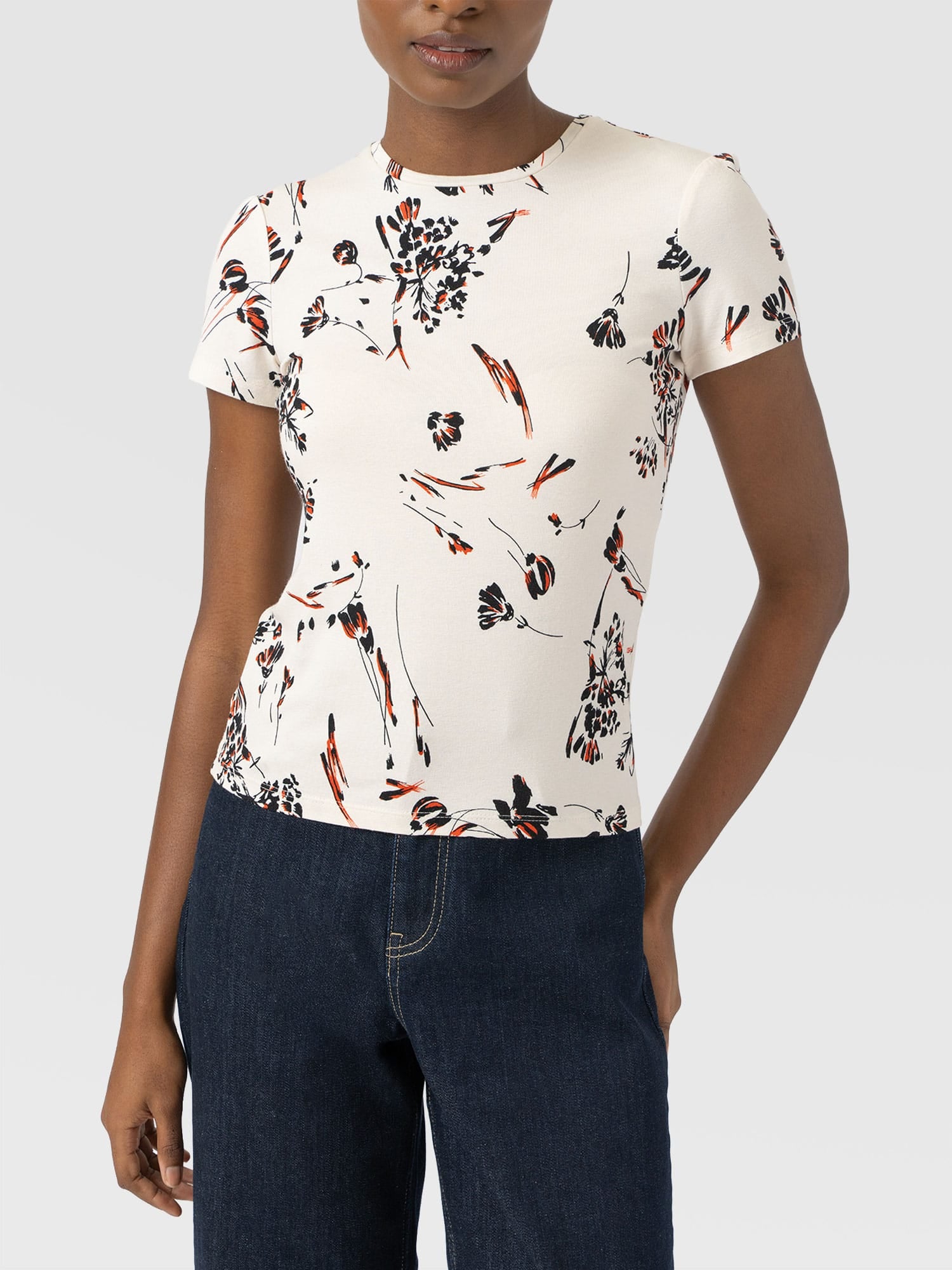 Austen Crew Neck Tee Short Sleeve - White Mist Floral - Image 4