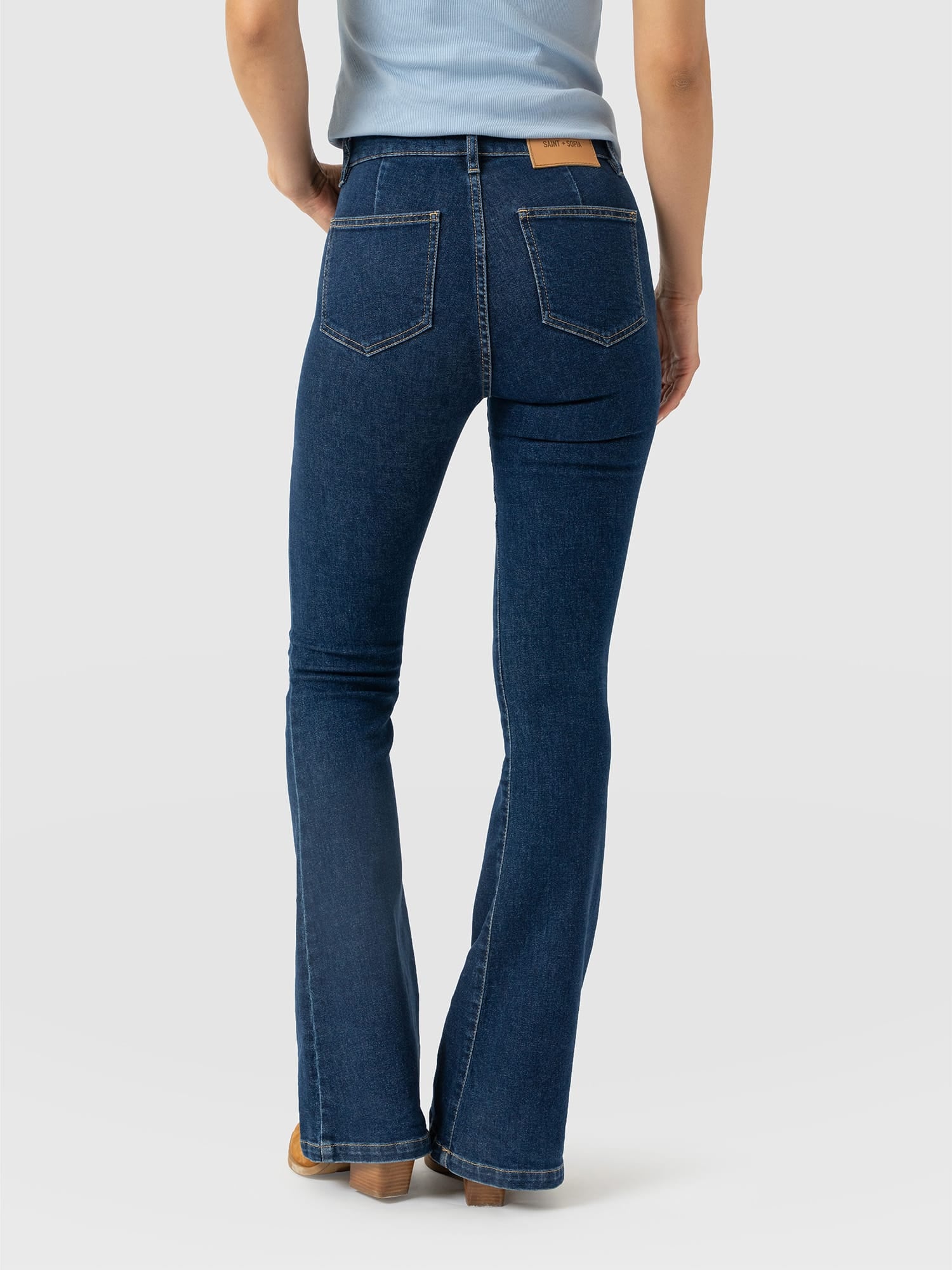Bowie Stretch Flare Jeans - Mid Blue - Image 2
