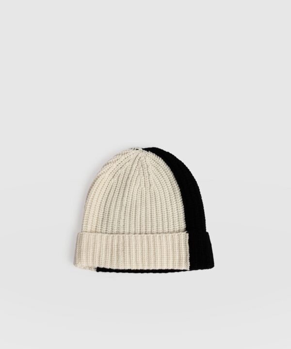 Cashmere Beanie - Cream/Black