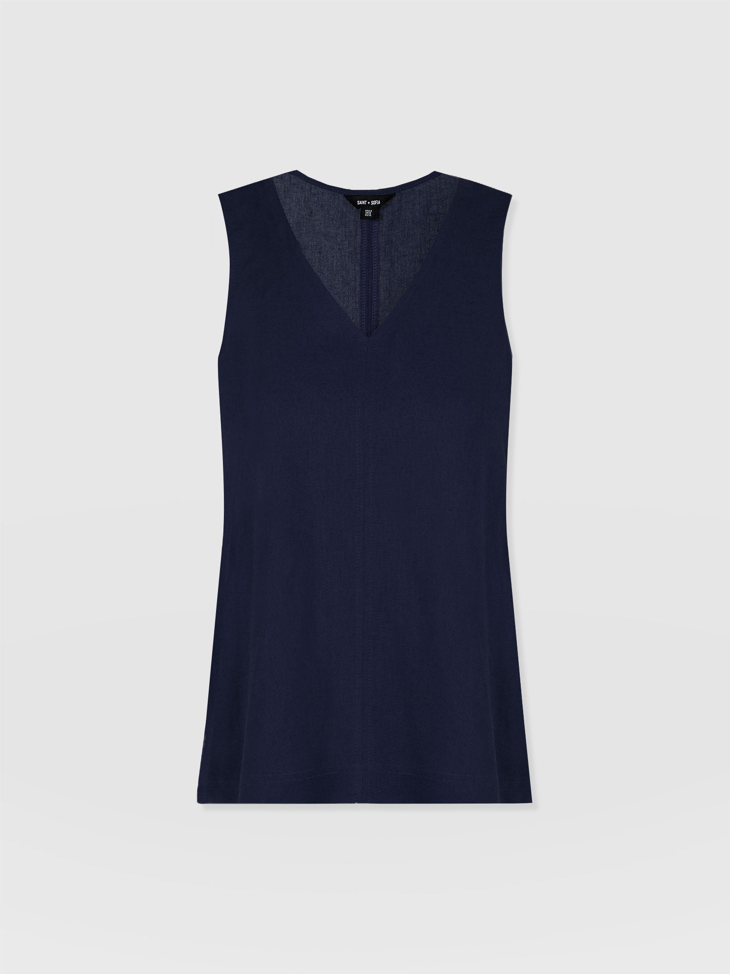 Corinne Linen V Neck Tunic - Navy - Image 7