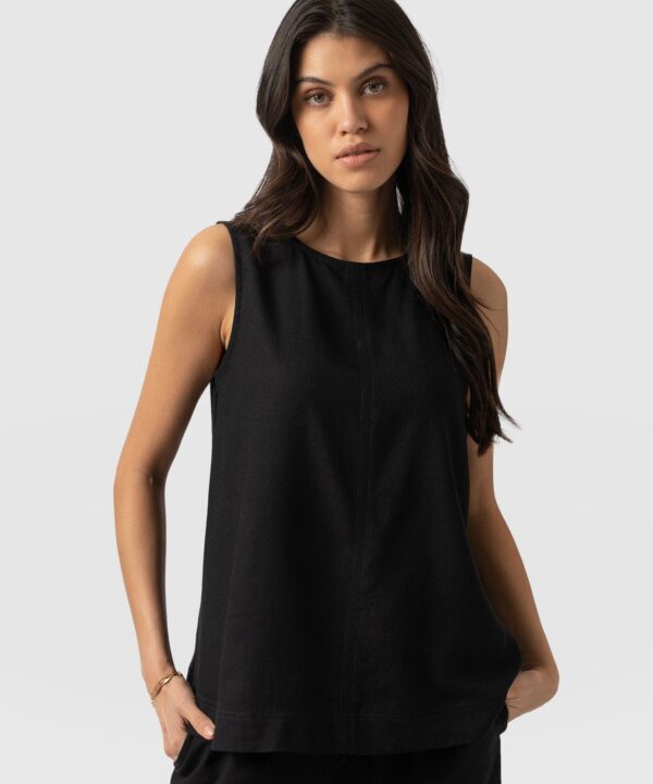 Corinne Linen Tunic  - Black