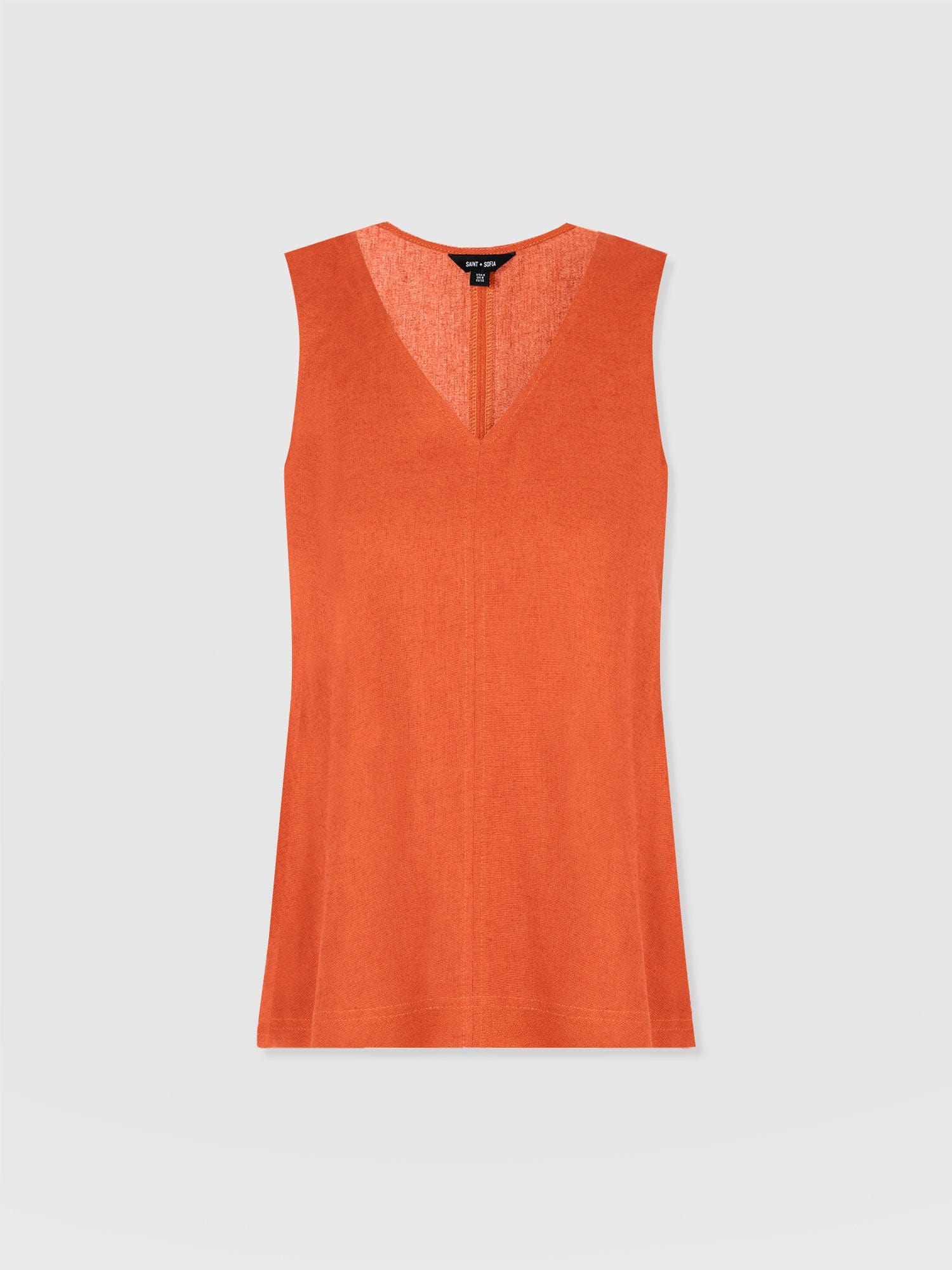 Corinne Linen V Neck Tunic - Burnt Orange - Image 7