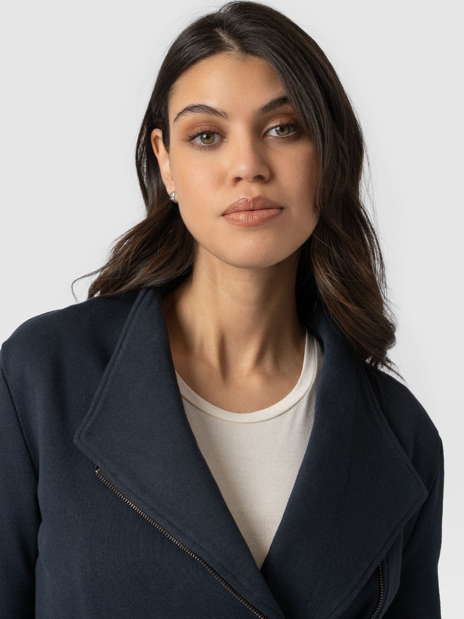 Cotton Biker Jacket - Navy - Image 2
