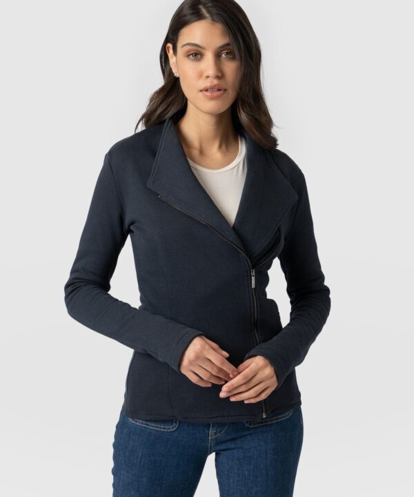 Cotton Biker Jacket - Navy