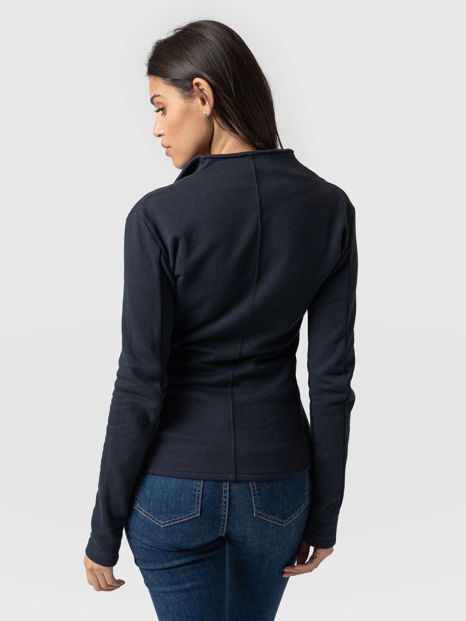 Cotton Biker Jacket - Navy - Image 5