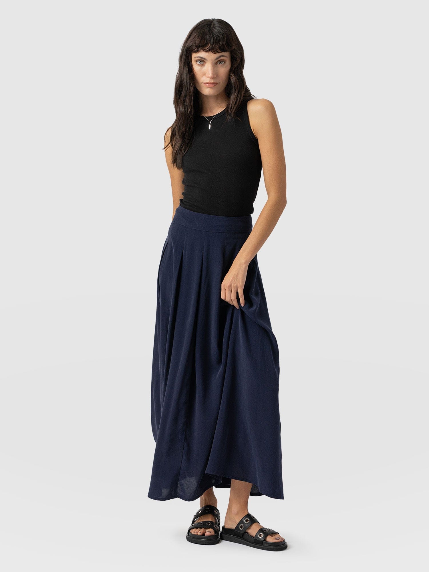 Eliza Pleated Skirt - Navy - Image 3