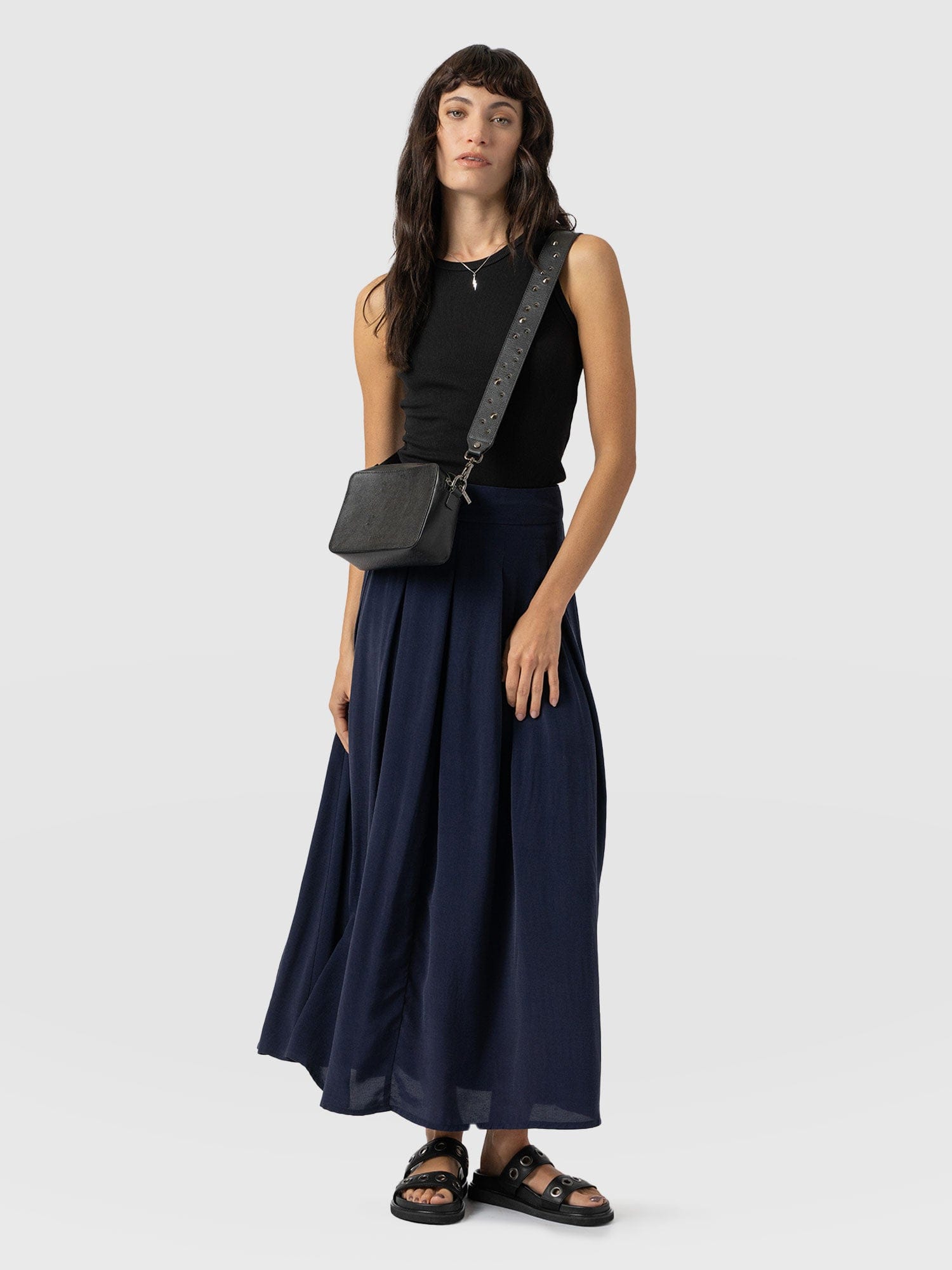 Eliza Pleated Skirt - Navy - Image 2
