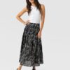 Eliza Pleated Skirt - Black Embroidered