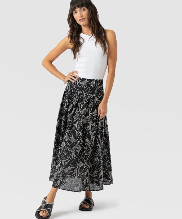 Eliza Pleated Skirt - Black Embroidered