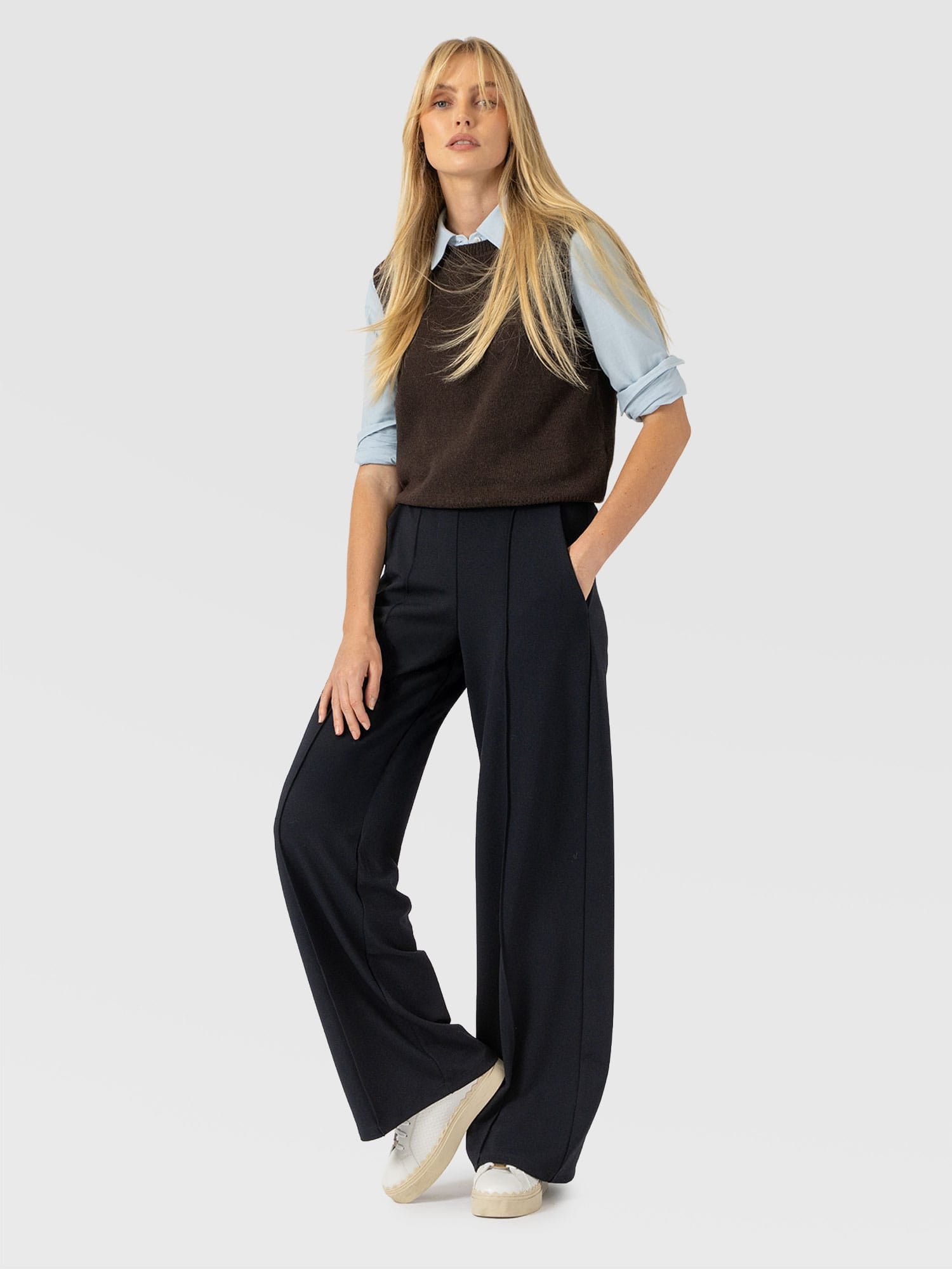 Keller Wide Leg Pant - Navy - Image 3