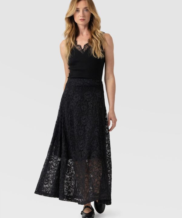 Lana A - Line Skirt - Black Lace