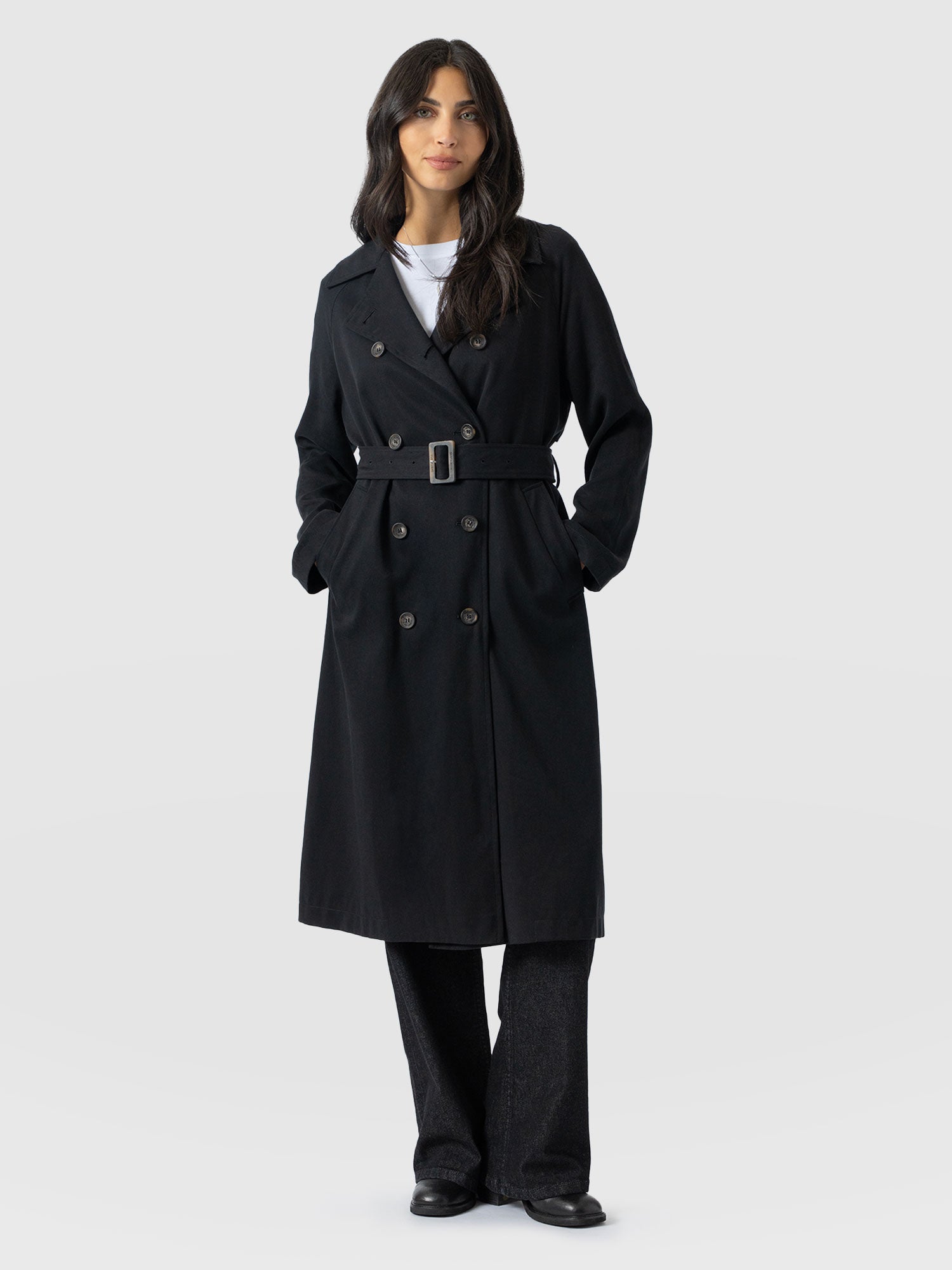 Marion Double Breasted Trench - Black - Image 2
