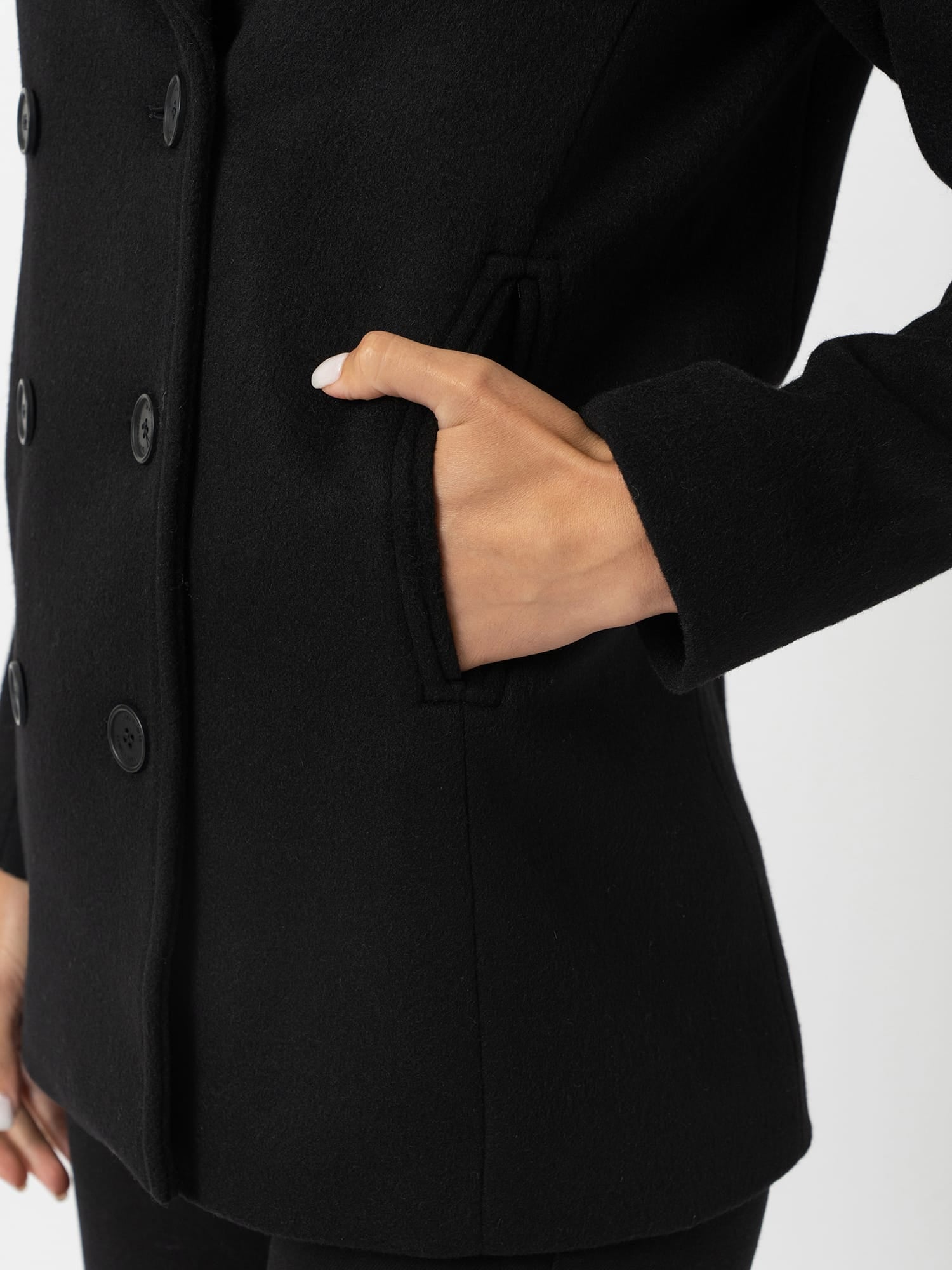 Quinn Pea Coat - Black - Image 4