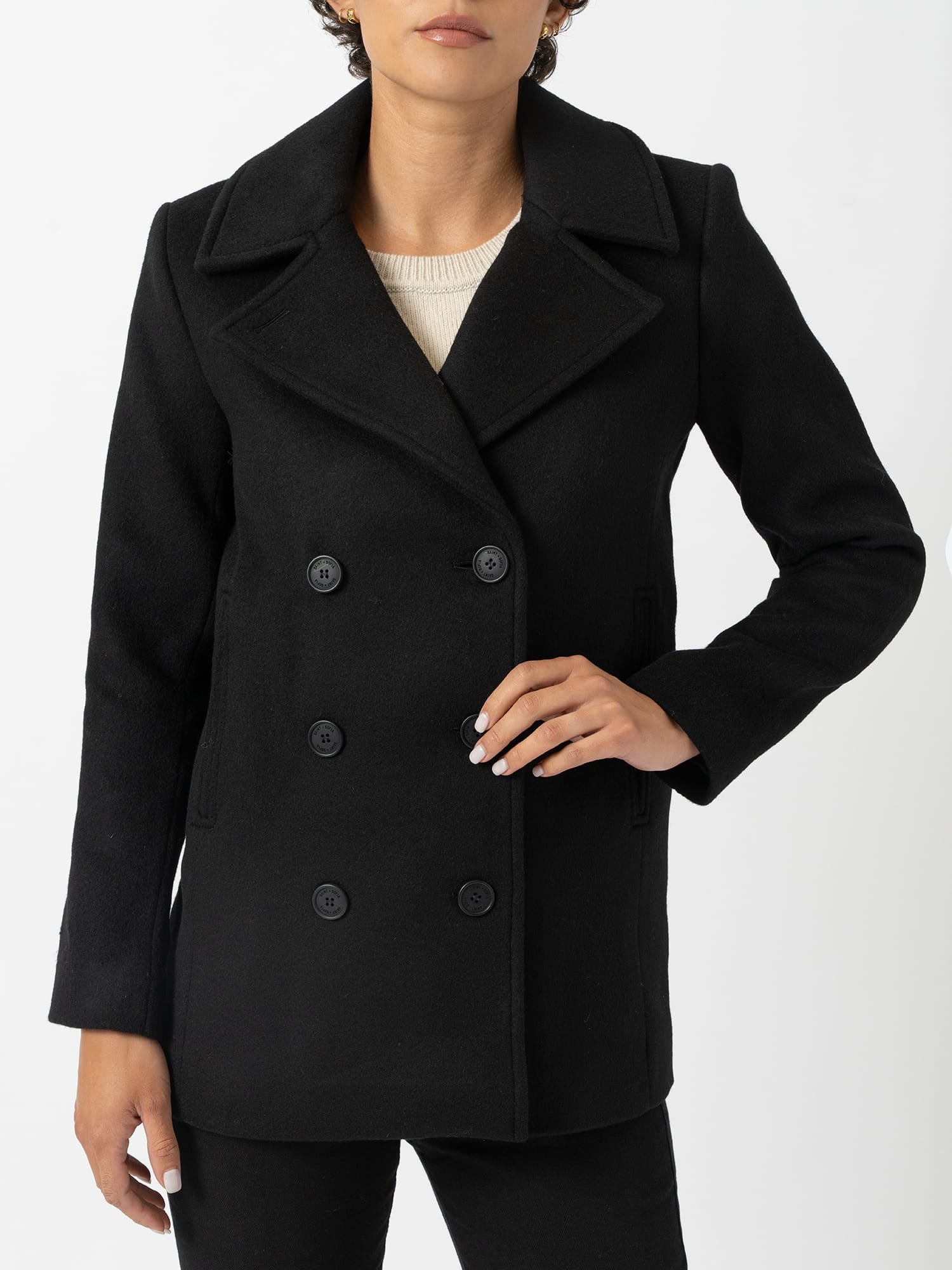 Quinn Pea Coat - Black - Image 3