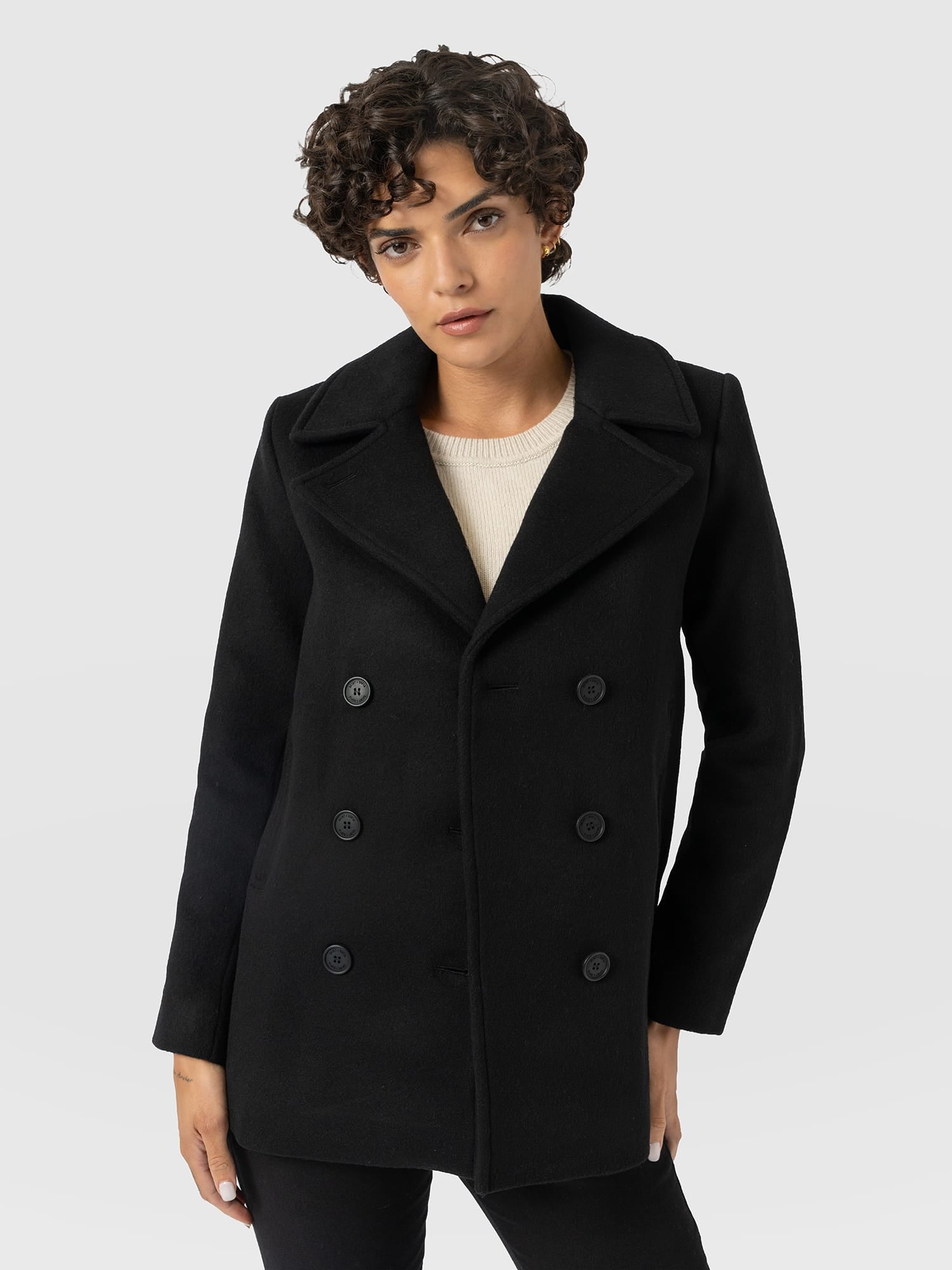 Quinn Pea Coat - Black - Image 2