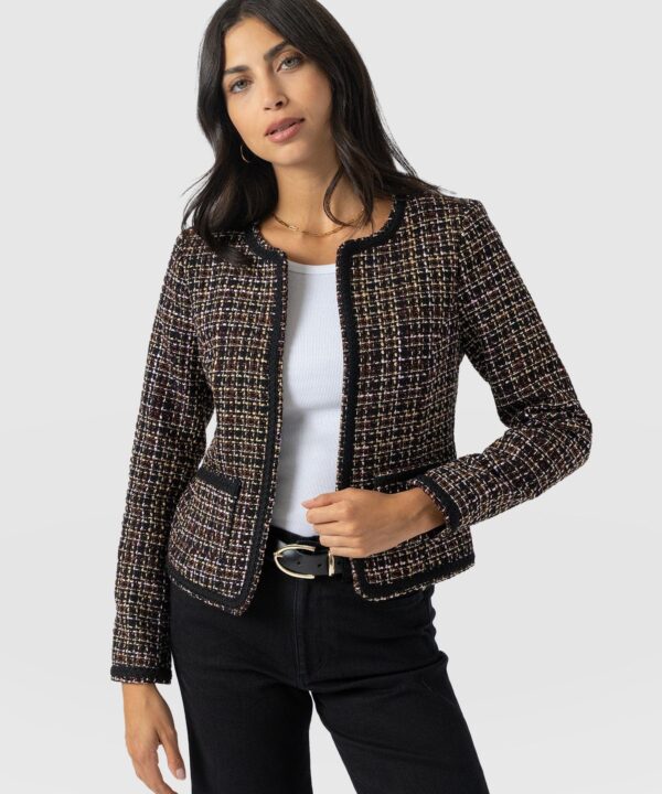 Rayner Jacket - Black/Burgundy/Gold Boucle