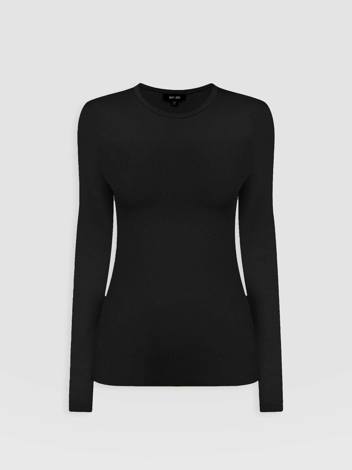 Ribbed Long Sleeve Tee - Black - Image 7