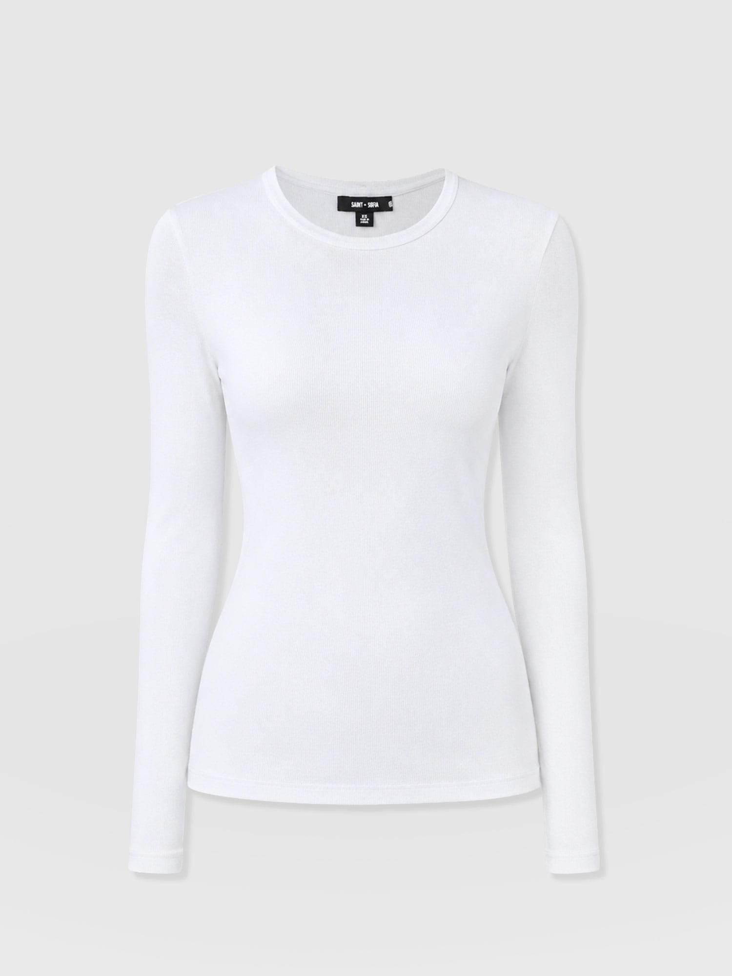 Ribbed Long Sleeve Tee - White - Image 7