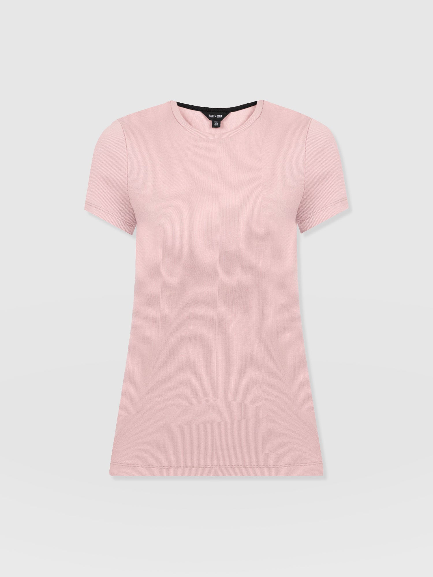 Ribbed Short Sleeve Tee - Pale Pink - Image 7