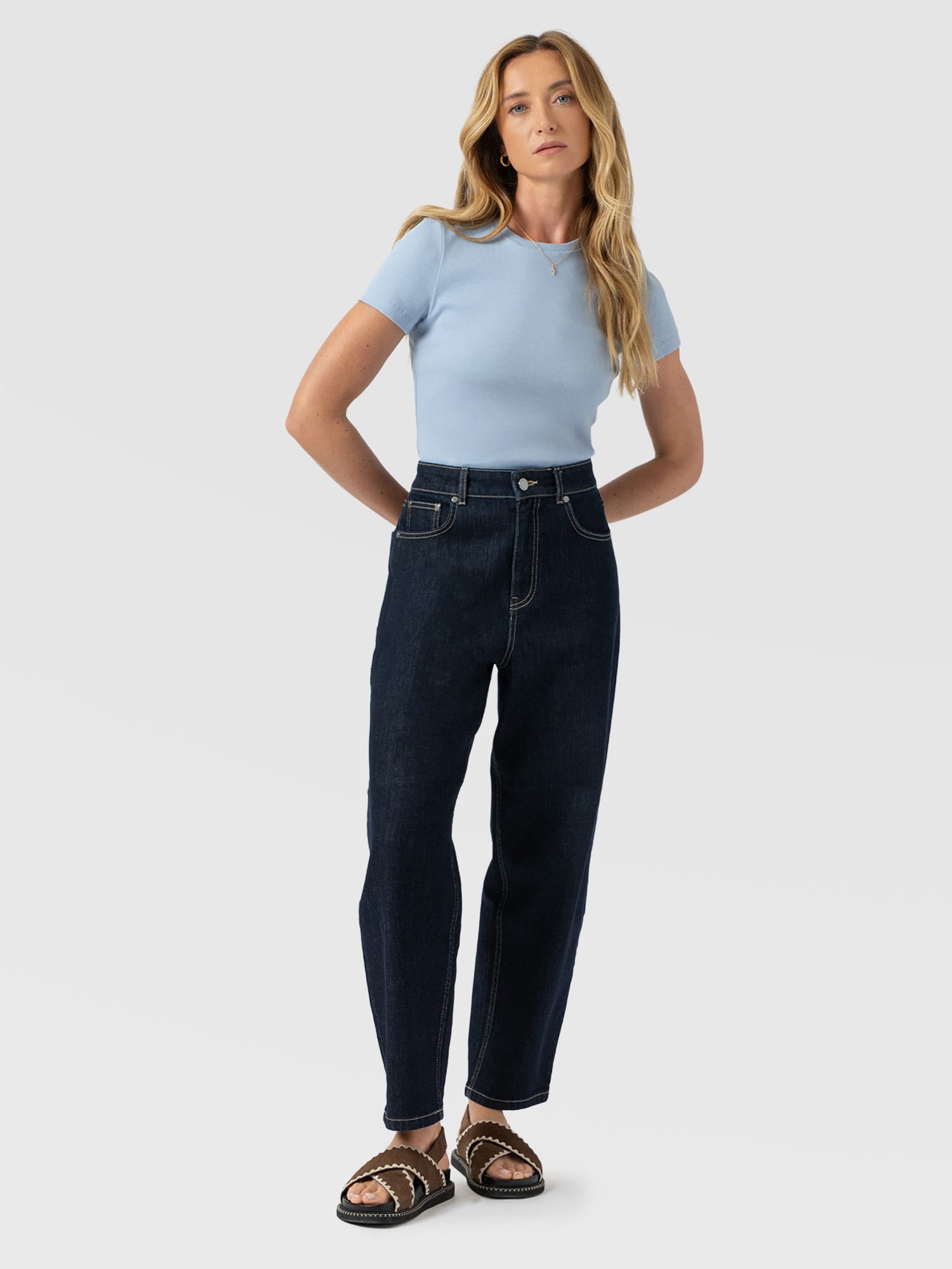 Ribbed Short Sleeve Tee - Powder Blue - Image 2