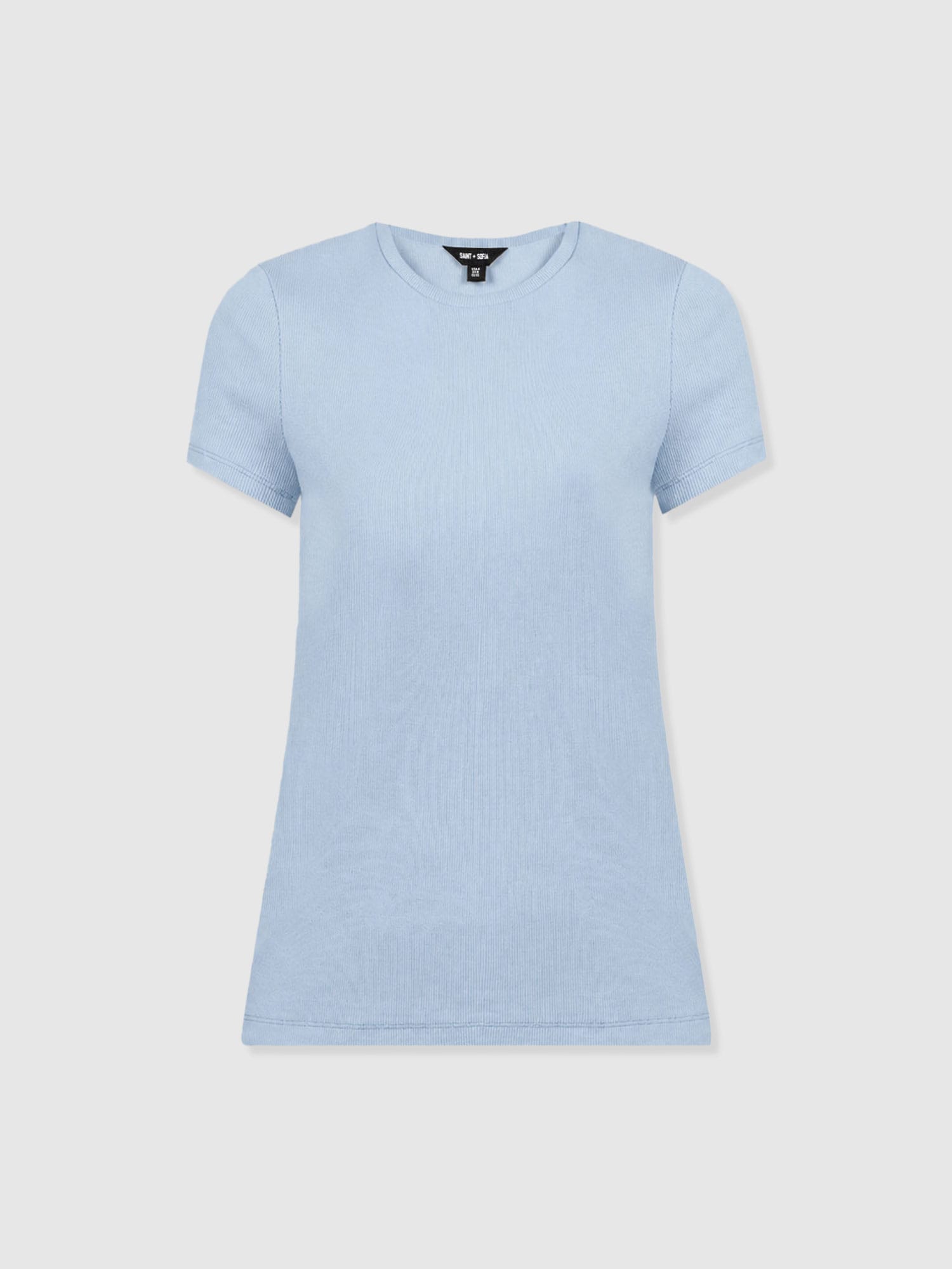 Ribbed Short Sleeve Tee - Powder Blue - Image 7
