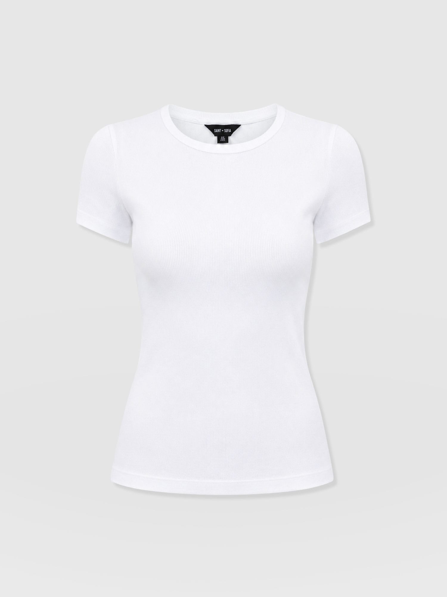 Ribbed Short Sleeve Tee - White - Image 7