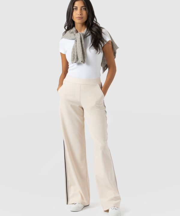 Hoxton Straight Leg Pant - Cream - Black Stripe
